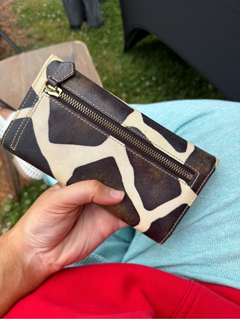 Dooney & Bourke Brown and Cream Giraffe-Print Drawstring Bucket Bag and wallet - Picture 9 of 12